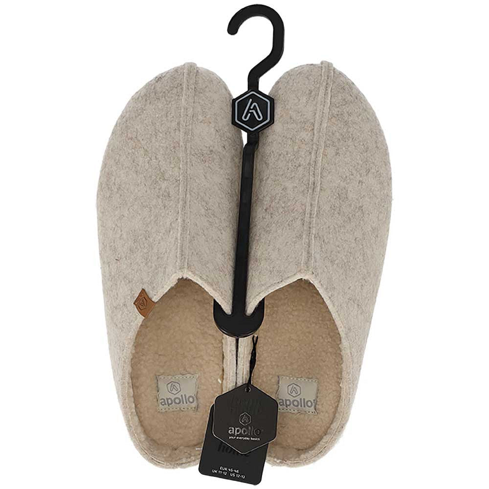 Apollo sloffen heren vilt in beige