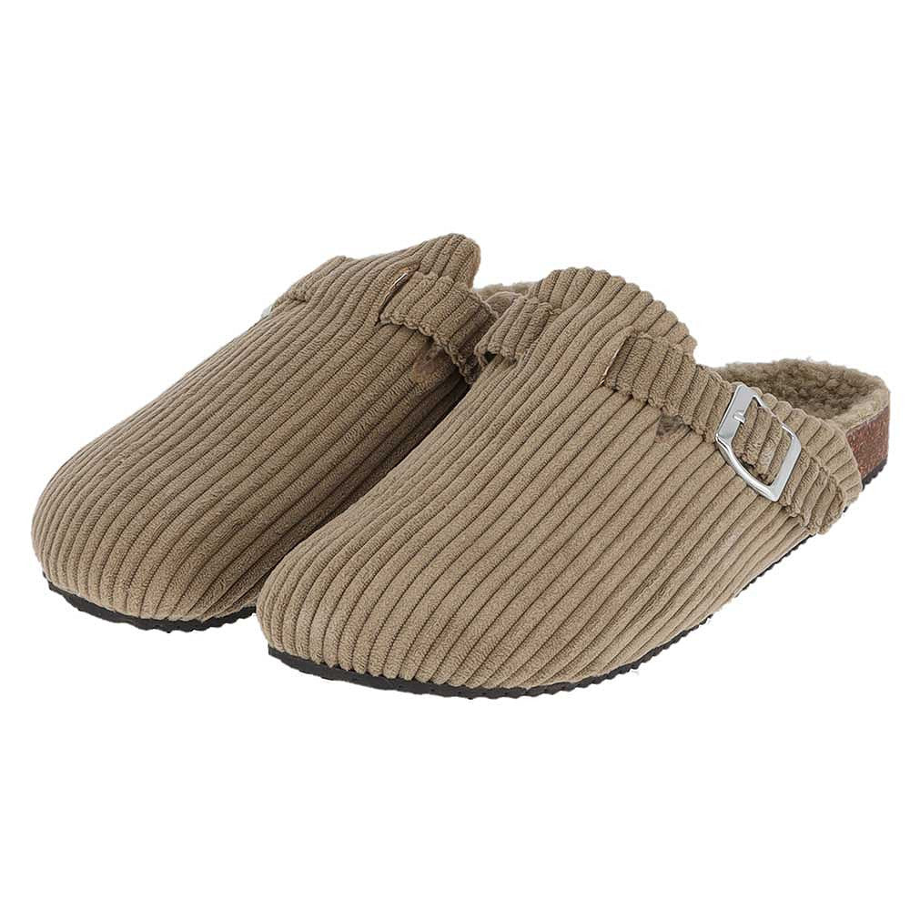 Apollo sloffen heren corduroy met gesp in taupe, ander aanzicht