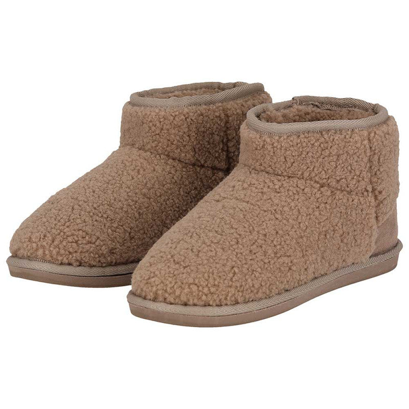 Apollo boots sloffen voor dames van zachte Teddy stof met fluffy textuur en hoog model
