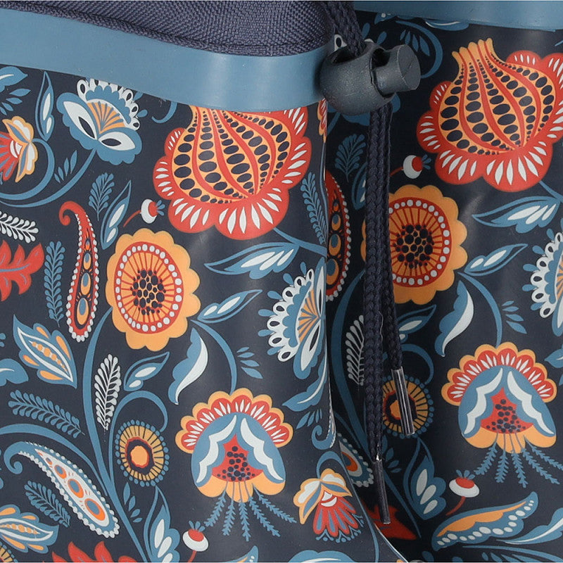 Close-up van het verfijnde paisley patroon op XQ vrouwen regenlaarzen