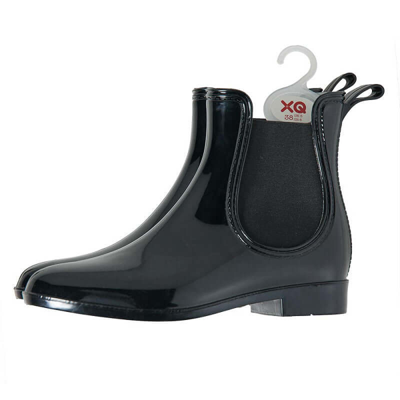 Stijlvolle zwarte XQ dames fashion regenlaarzen