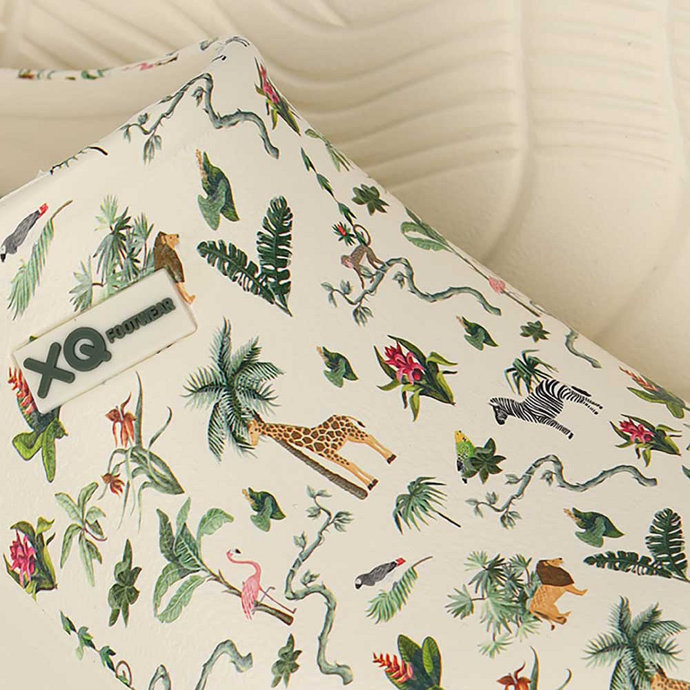 XQ dames tuinklompen safari print - zijaanzicht detail