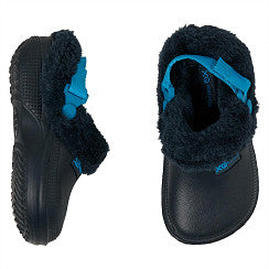 XQ kids klompen bontje blauw - instap kinderklompen met bont