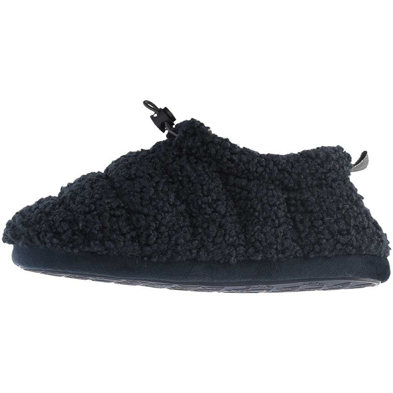 Zijaanzicht Apollo teddy huissloffen kinderen toont het warme fluffy materiaal en blauwe kleur