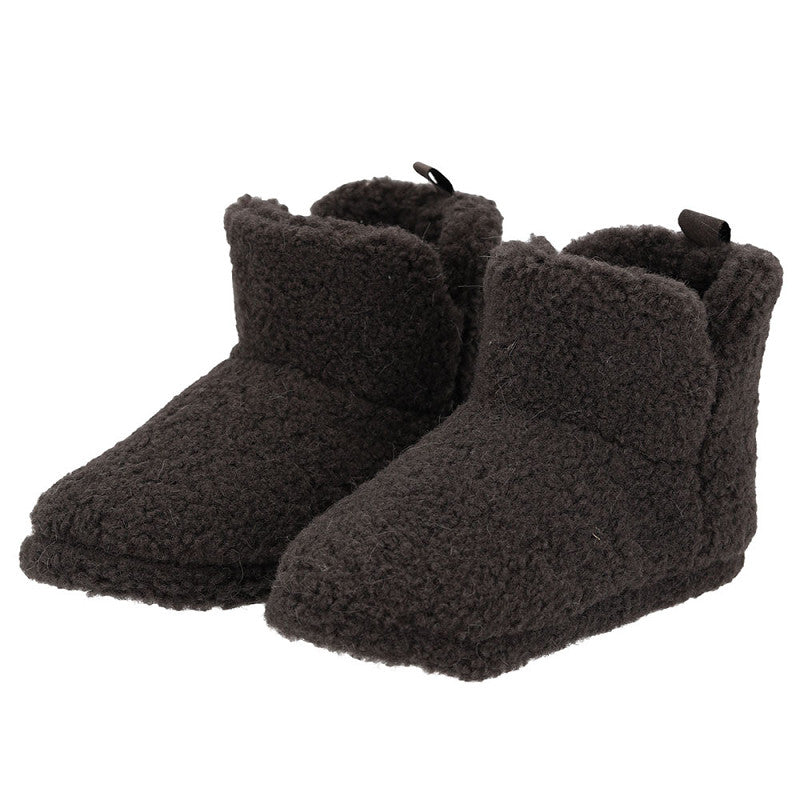 Apollo kinderen teddy huissloffen in bruin met zachte fluffy textuur voor warme kindervoeten