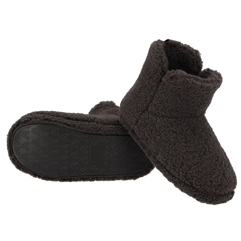 Zijaanzicht Apollo teddy huissloffen kinderen toont het warme fluffy materiaal en bruine kleur