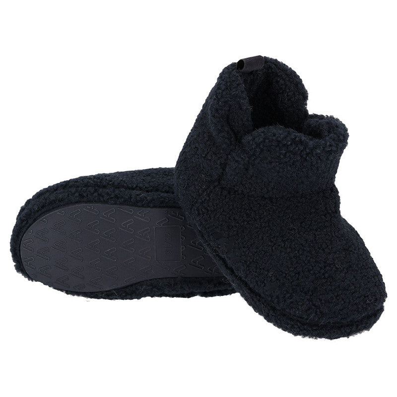 Zijaanzicht Apollo teddy huissloffen kinderen toont het warme fluffy materiaal en blauwe kleur