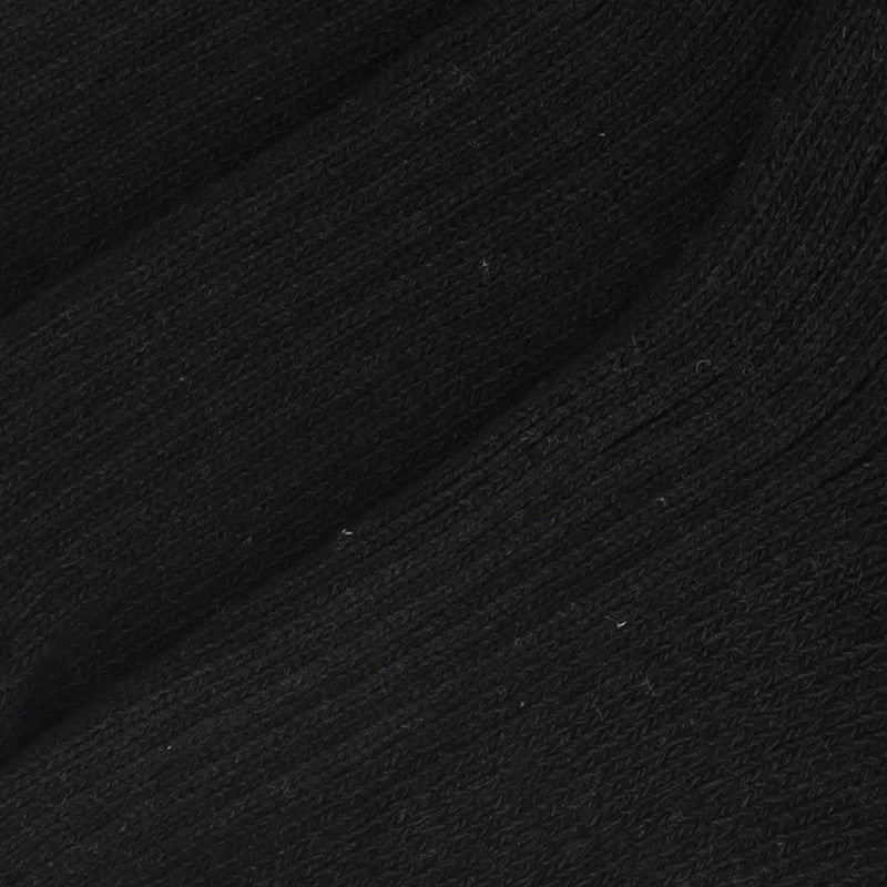 Close-up van zwarte geribde stof met zichtbare gebreide textuur en subtiele glans gemaakt van een gerecyclede wolmix, zoals gebruikt in Apollo Heren werksokken met badstof binnenkant 3-pack.