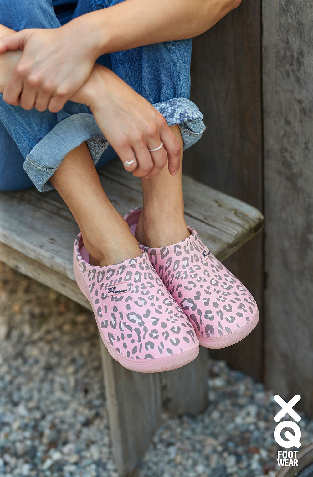 XQ Dames Tuinklompen Luipaardprint roze - Instap & Lichtgewicht