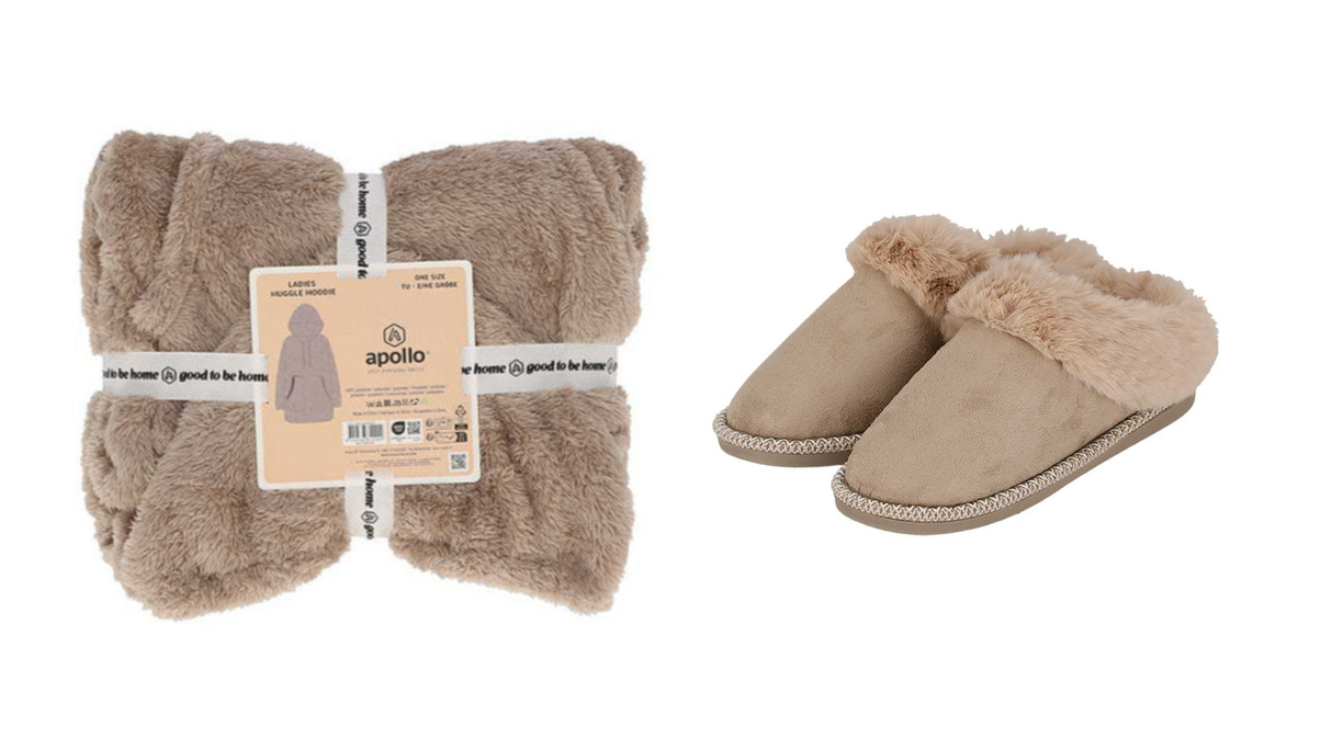 Comfort Thuis Set - Huggle Hoodie & Teddy Sloffen