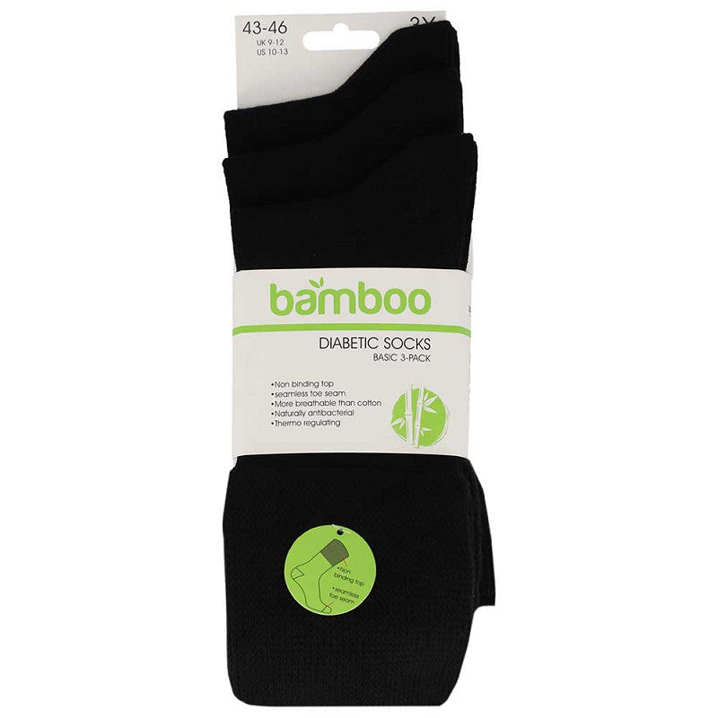 Apollo Bamboo Diabetes Sokken Zwart 3-pack