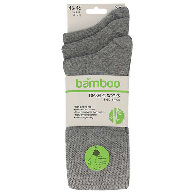 Apollo Bamboo Diabetes sokken 3-pack grijs - extra zachte sokken voor gevoelige voeten