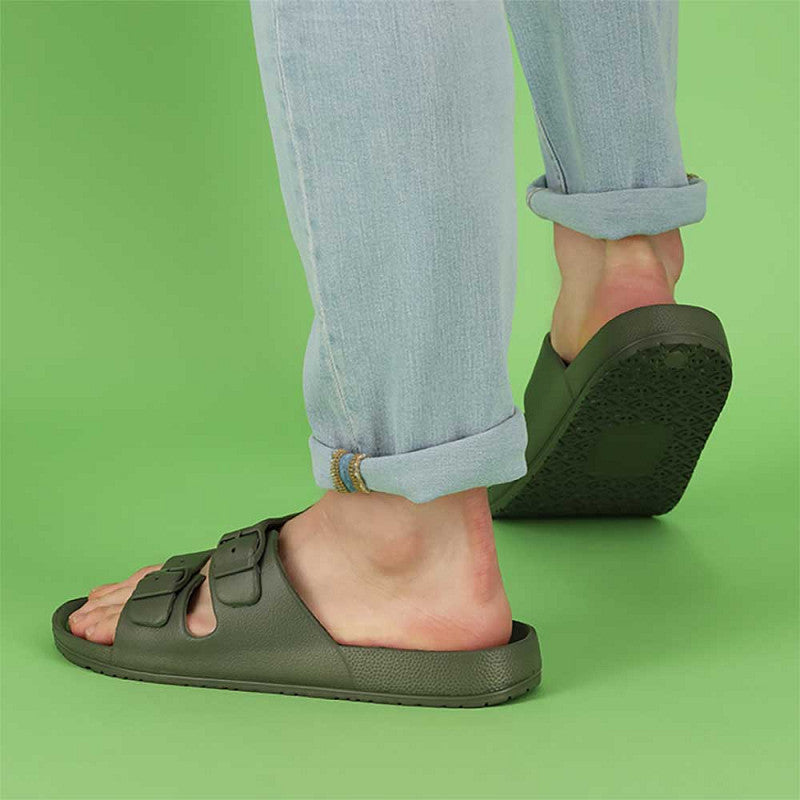 XQ Heren Sandalen Groen/Bruin/Zwart - Stoere Zomersandalen