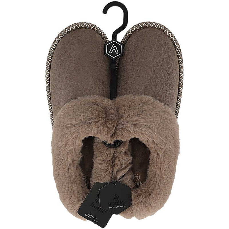 Apollo Dames Home Sloffen Teddy Taupe – zachte sloffen voor thuis