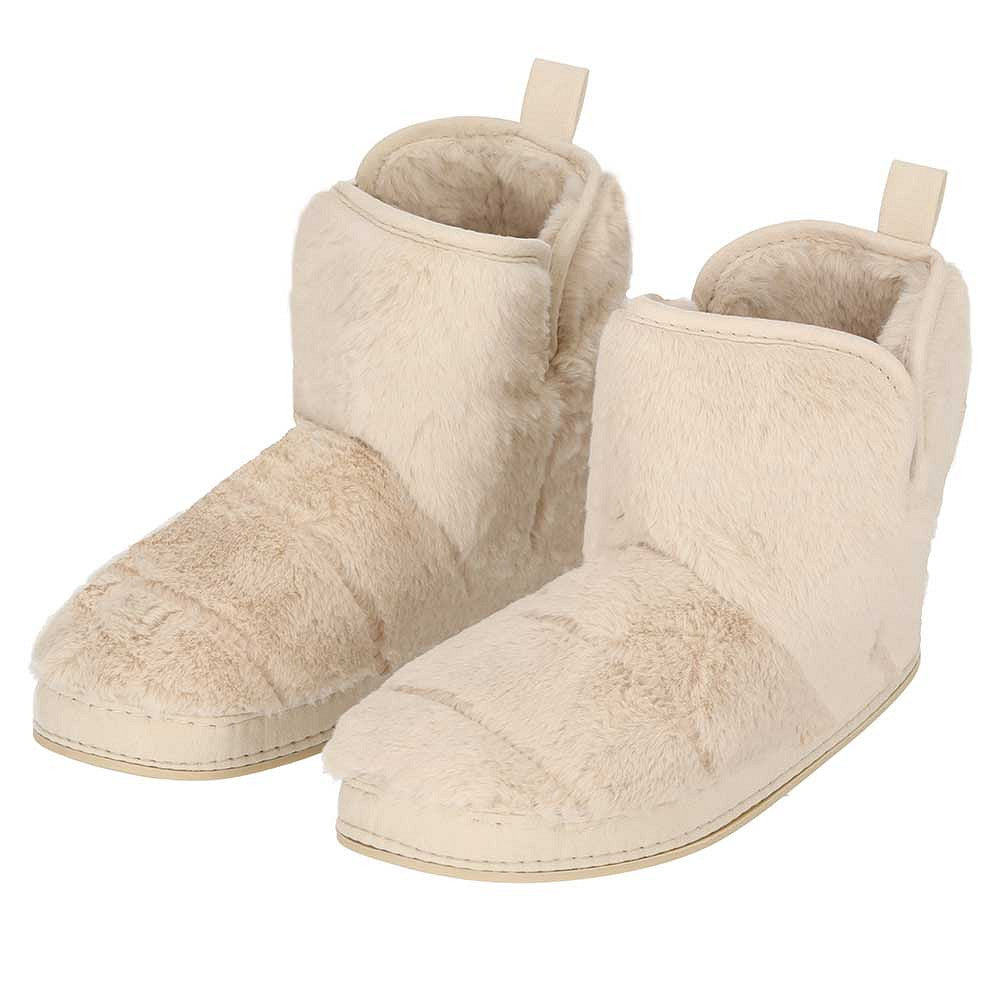 Apollo dames huissloffen hoog - imitatiebont in beige, zijaanzicht