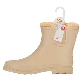 XQ dames chelsea regenlaarzen met bontje in beige
