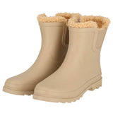 XQ dames chelsea regenlaarzen met bontje in beige, zijaanzicht