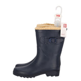 XQ dames regenlaarzen met bont in navy, hoog model met warme voering