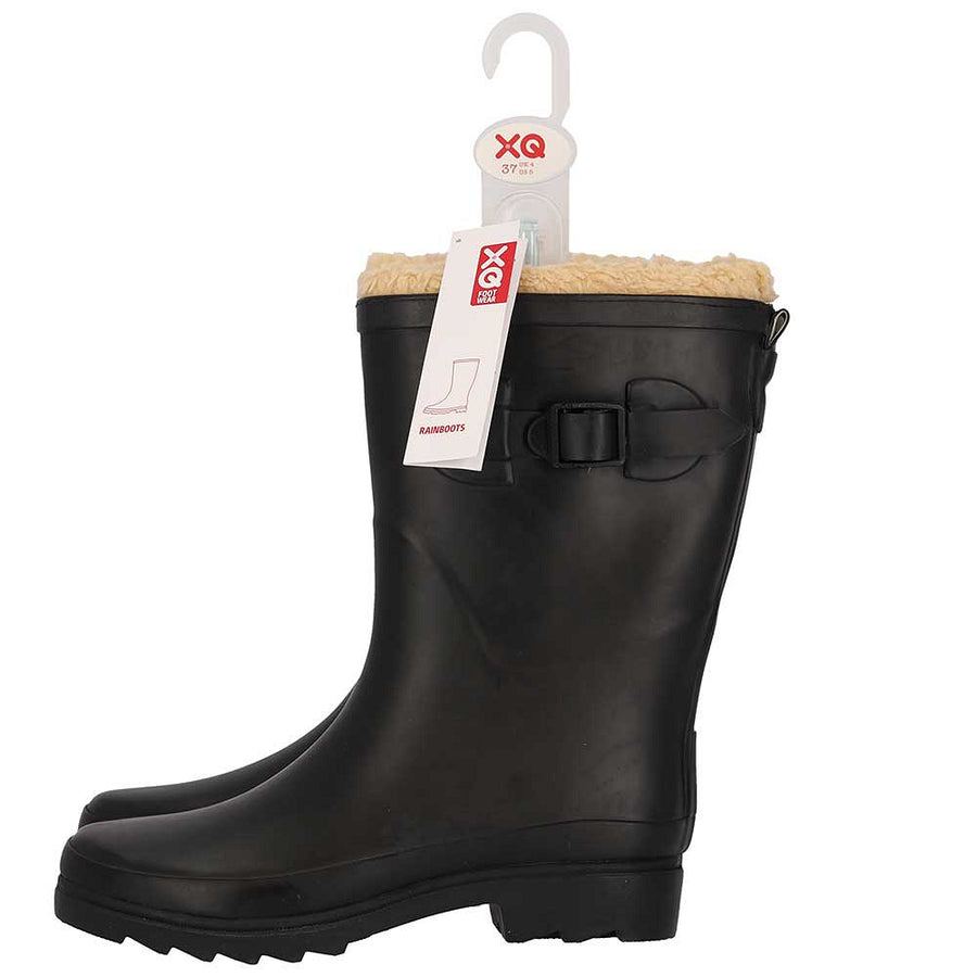 XQ gevoerde regenlaarzen dames rubber met teddyvoering