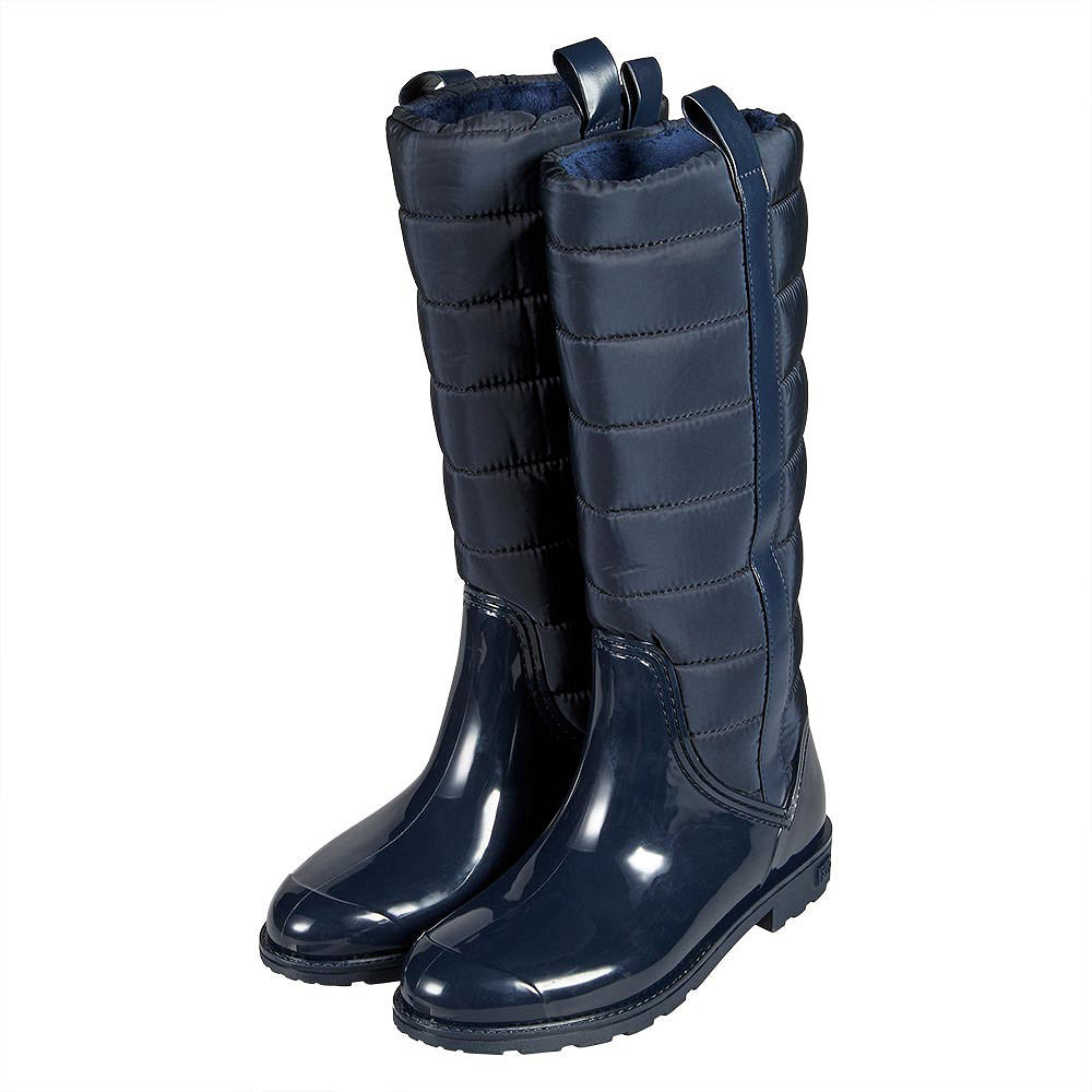 XQ dames regenlaarzen gewatteerd met fleecevoering in navy, zijaanzicht