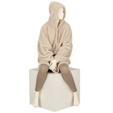 "Taupe dames hoodie voor herfst en winter, comfortabel en warm, perfect te combineren met teddy slippers"