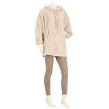 Beige dames hoodie voor herfst en winter, comfortabel en warm, perfect te combineren met teddy slippers