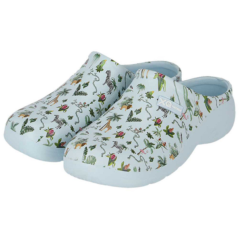 XQ tuinklompen met safari print blauw