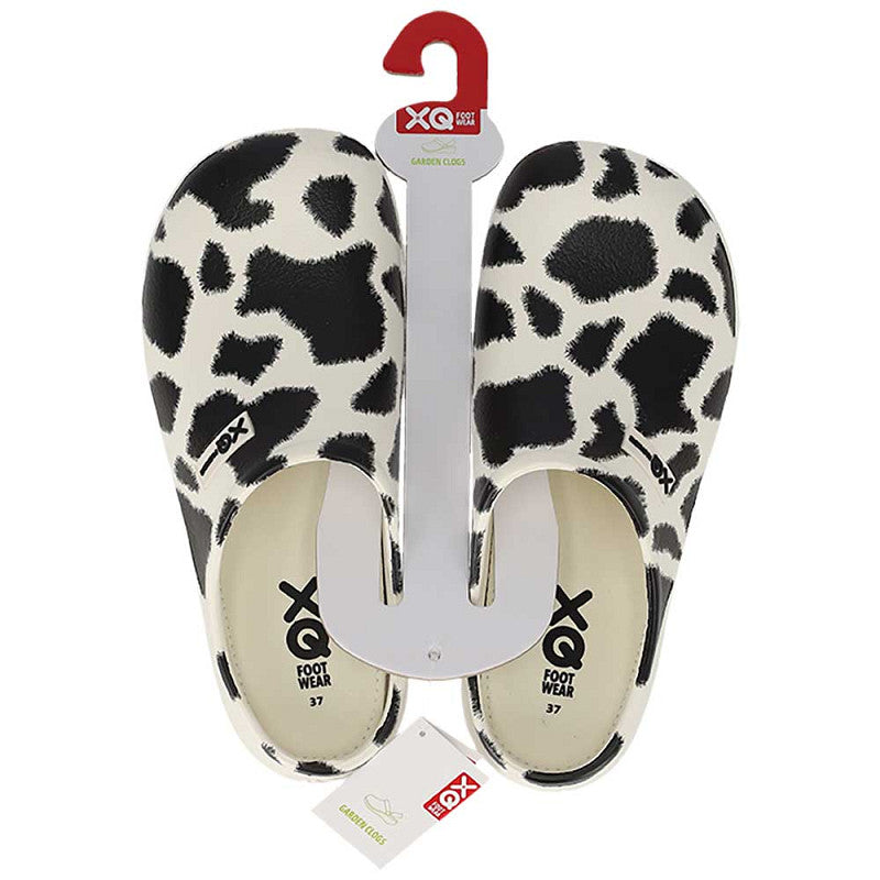 Waterafstotend materiaal van XQ dames tuinklompen met koeien design