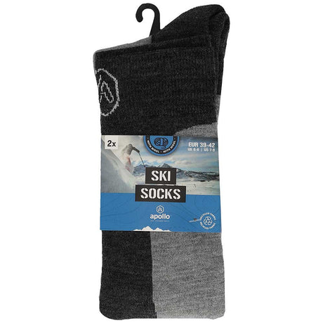 Apollo unisex skisokken grijs met verstevigde hiel en teen
