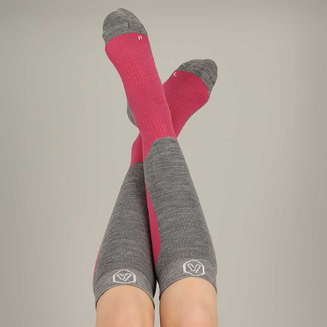 Apollo dames skisokken roze met verstevigde hiel en teen