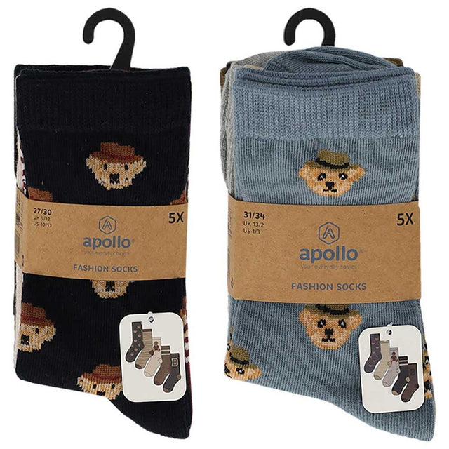 Apollo kindersokken met vrolijke berenprint, zachte comfortabele sokken voor kinderen met schattige berenmotieven