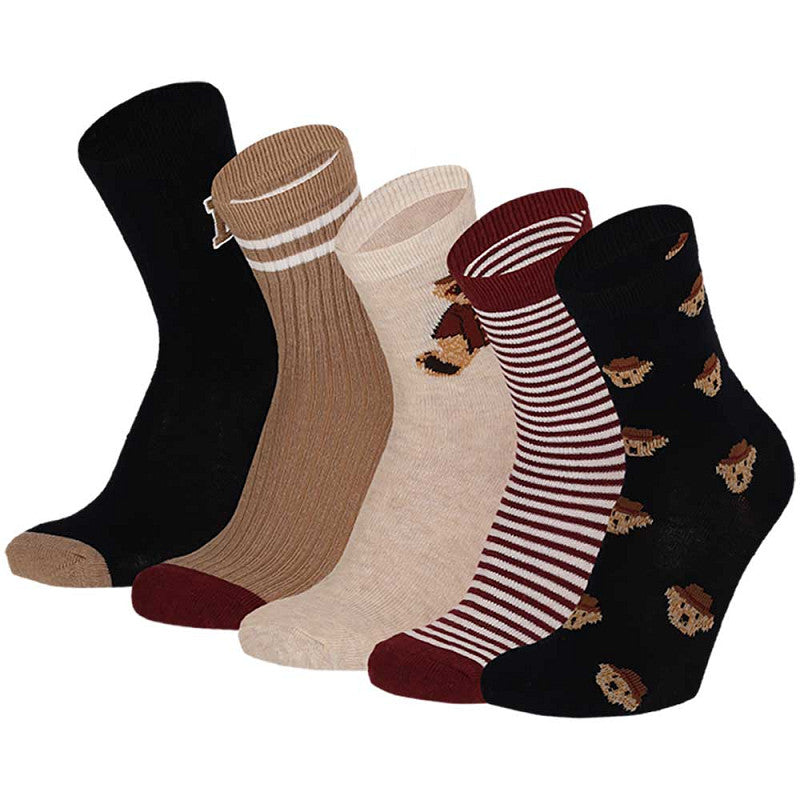 Zijaanzicht Apollo kindersokken berenprint toont de comfortabele pasvorm en vrolijke designs
