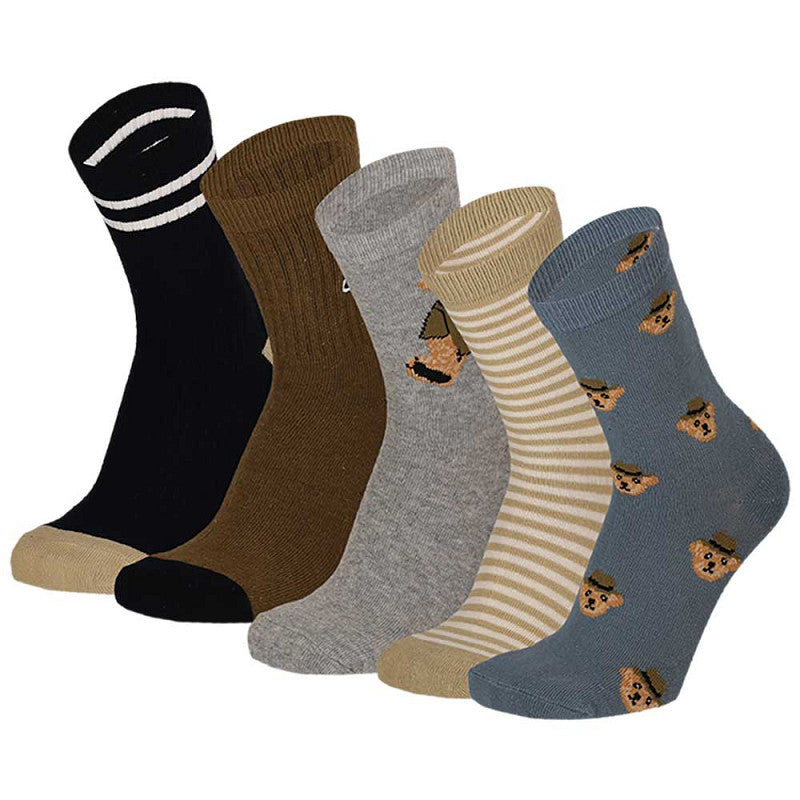 Zijaanzicht Apollo kindersokken berenprint toont de comfortabele pasvorm en vrolijke designs