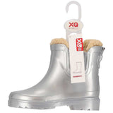 XQ kinder chelsea regenlaarzen met teddyvoering in zilver metallic