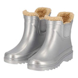 XQ kinder chelsea regenlaarzen met teddyvoering in zilver metallic, zijaanzicht