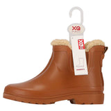 XQ kinder chelsea regenlaarzen met teddyvoering in cognac