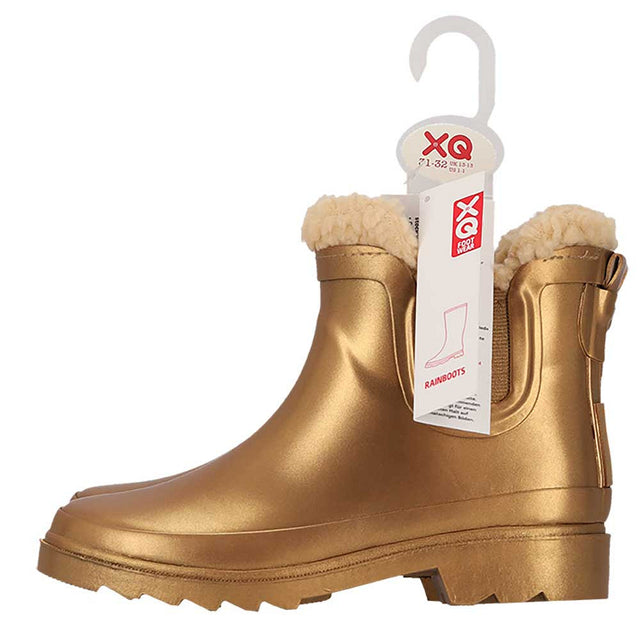 XQ kinder chelsea regenlaarzen met teddyvoering in goud metallic