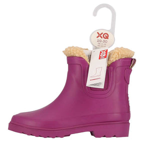 XQ kinder chelsea regenlaarzen met teddyvoering in fuchsia