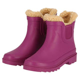 XQ kinder chelsea regenlaarzen met teddyvoering in fuchsia, zijaanzicht