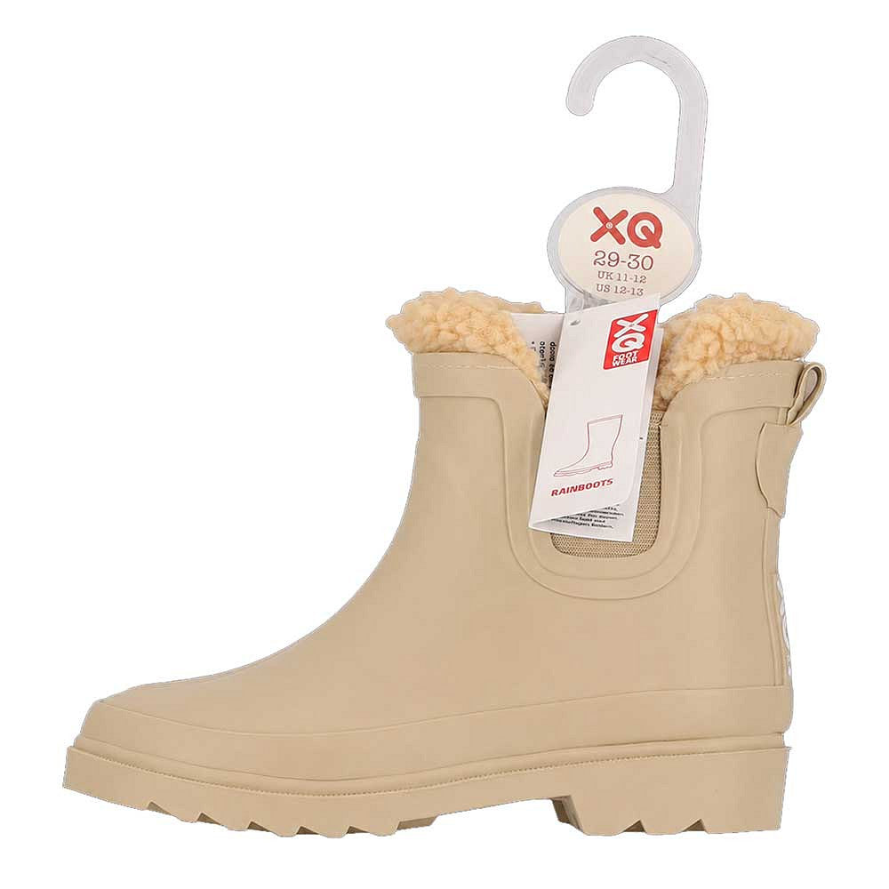 XQ kinder chelsea regenlaarzen met teddyvoering in beige