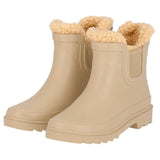 XQ kinder chelsea regenlaarzen met teddyvoering in beige, zijaanzicht
