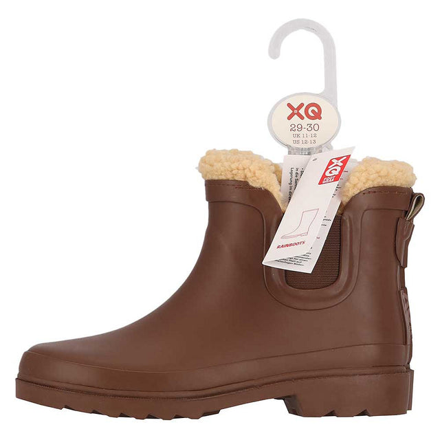 XQ kinder chelsea regenlaarzen met teddyvoering in bruin