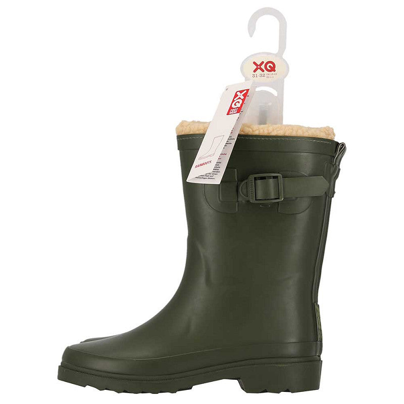 XQ kinder rubberen regenlaarzen groen met voering - waterdichte laarzen voor kinderen