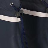 Close-up van navy blauwe kleur XQ kids rubber regenlaarzen