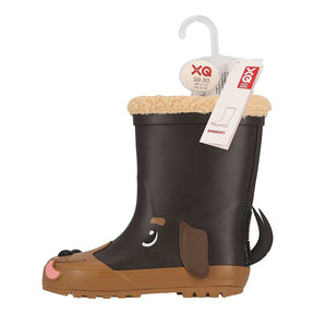 XQ kinder regenlaarzen 3D dieren met voering in teckel