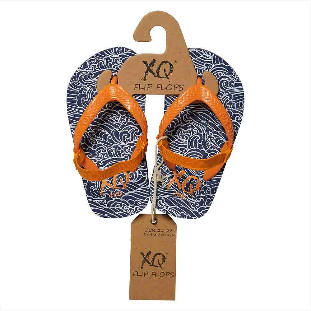 Bovenaanzicht XQ jongens slippers in blauw met elastisch bandje