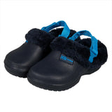 XQ kids klompen blauw met bontje in gebruik - warme kinderklompen