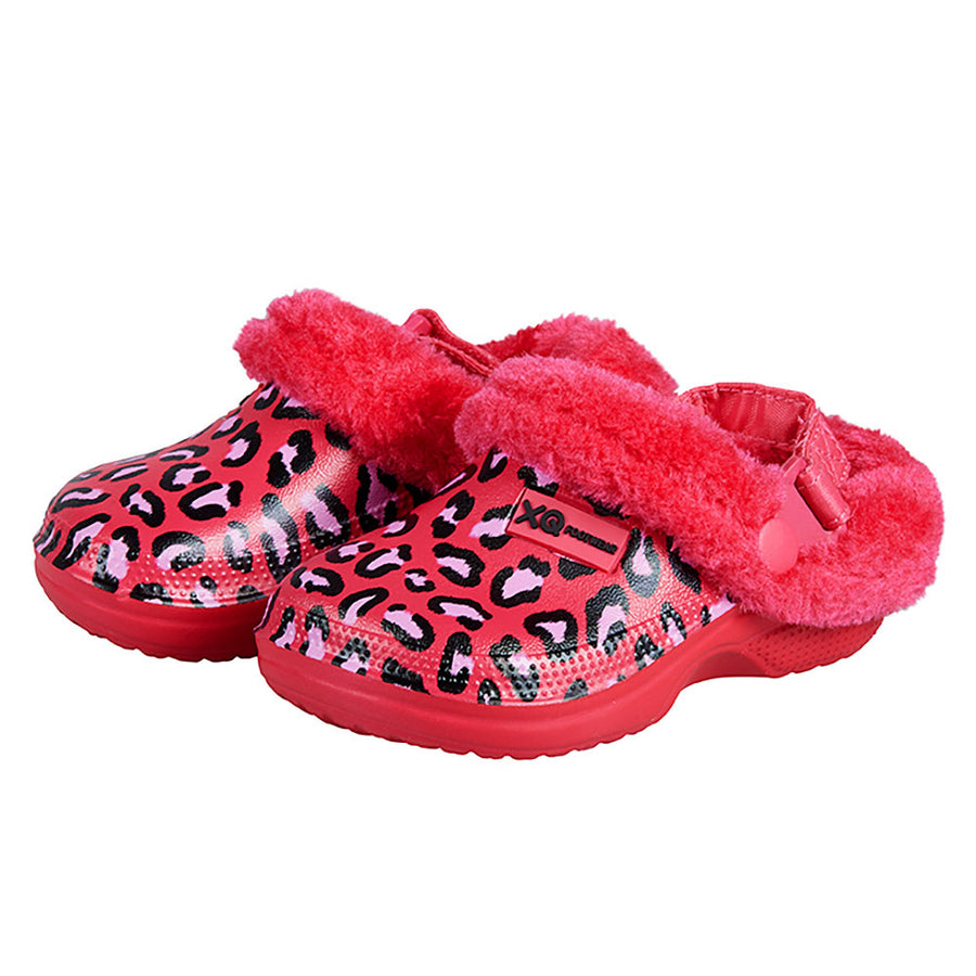 XQ Kids Klompen Bontje Luipaardprint Rood/Roze