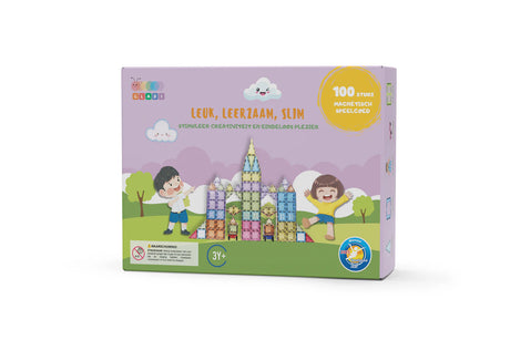 Gladi Magnetic Tiles 30 delig startersset met magnetische bouwstenen in zachte pastelkleuren