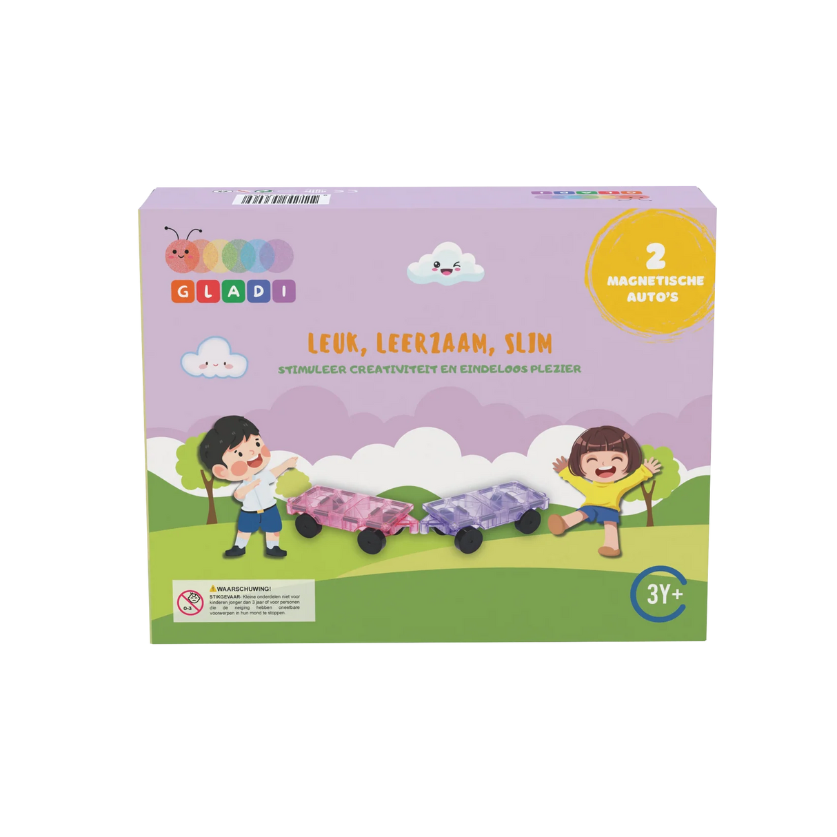 Gladi Magnetic Tiles 2 delige Magnetische Auto